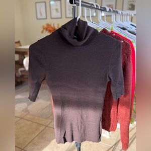 Theory Dark Brown Cowl Neck Wool Blend Sweater